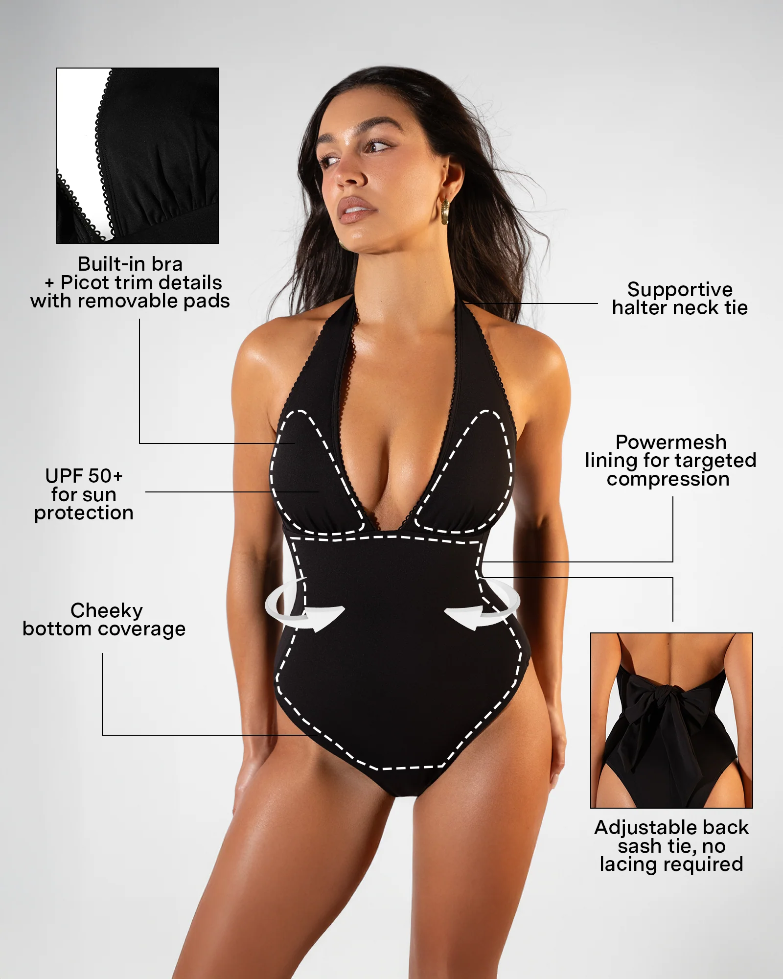 Brazilian Halter Plungey - Picot Black - Image 3