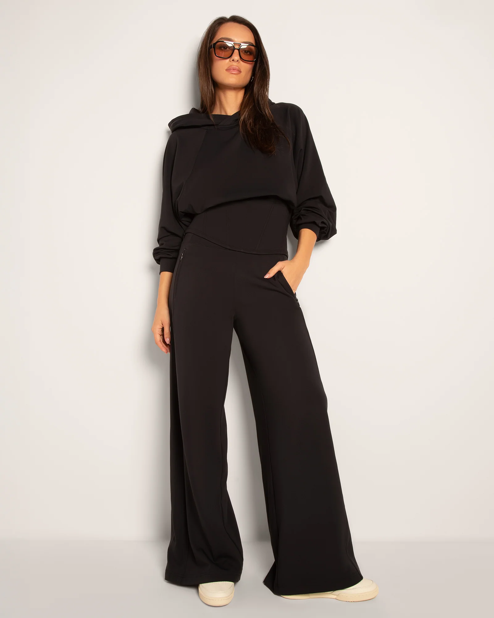 Cloudlined Wide Leg Pant - Soft Black - Image 3
