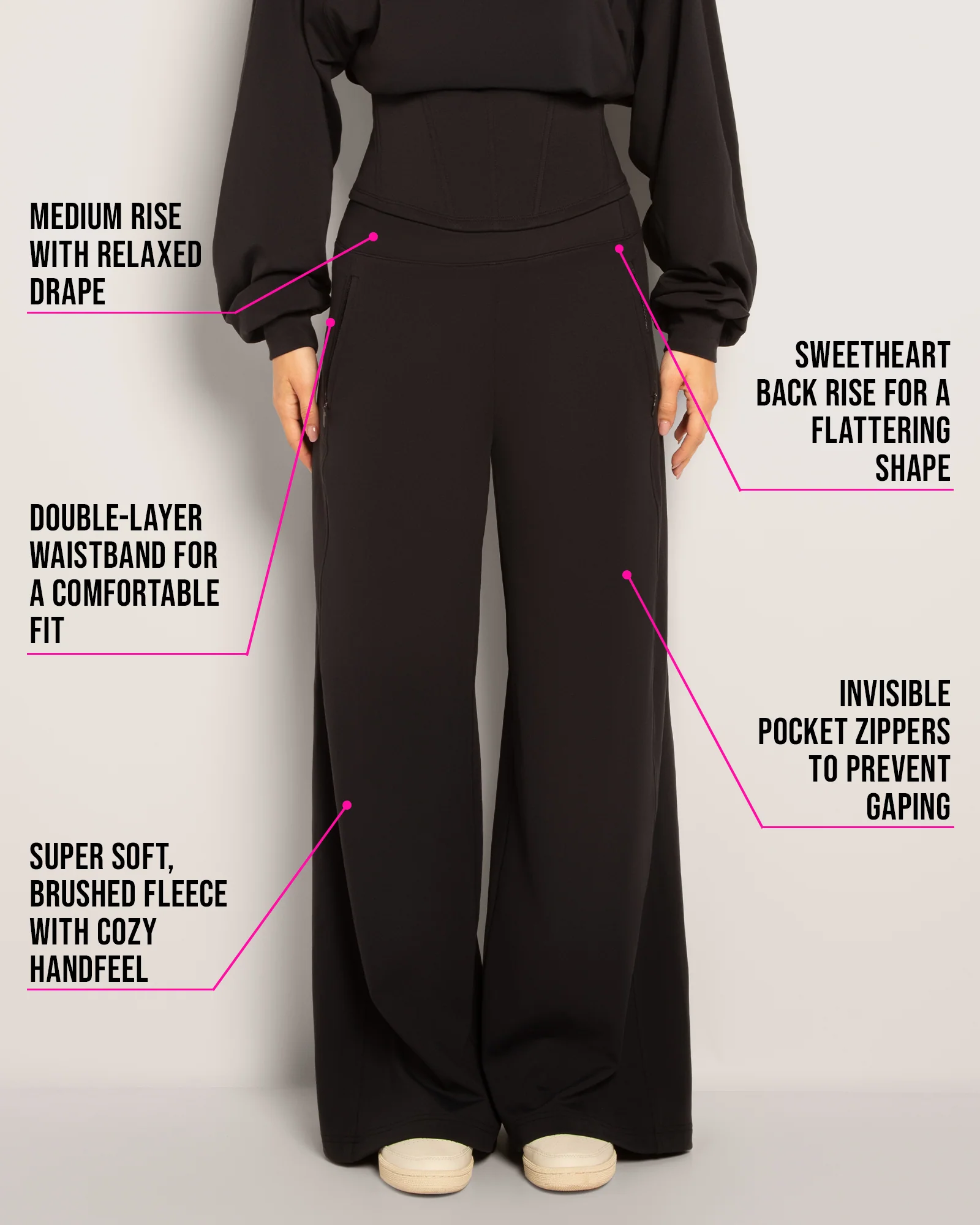Cloudlined Wide Leg Pant - Soft Black - Image 7