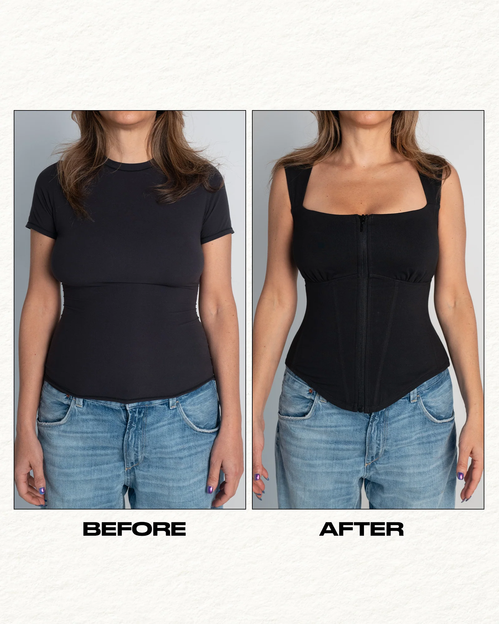 Corsety Square Neck Sleeveless Top - Black - Image 4
