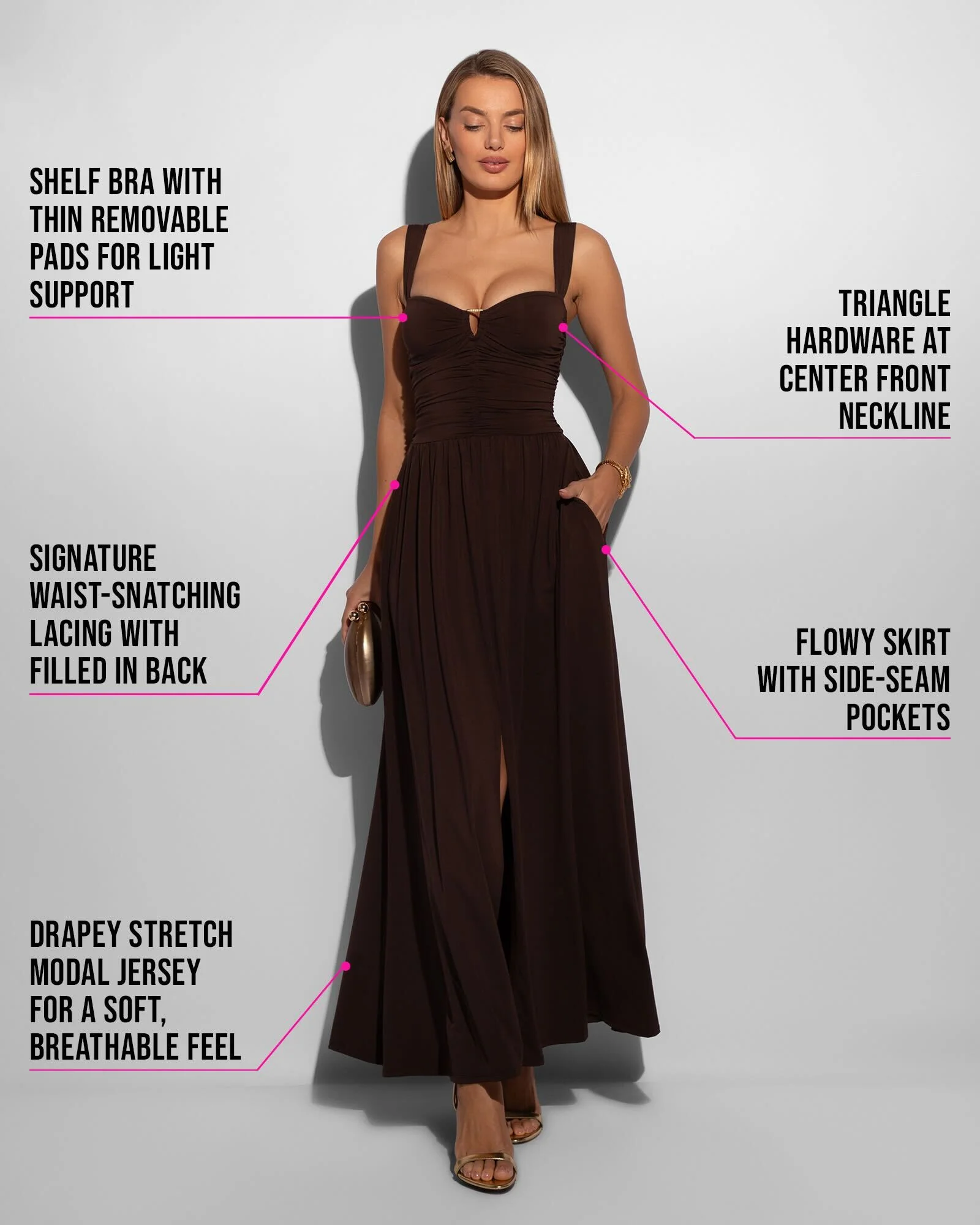 Goddessy Maxi Dress - Espresso - Image 5