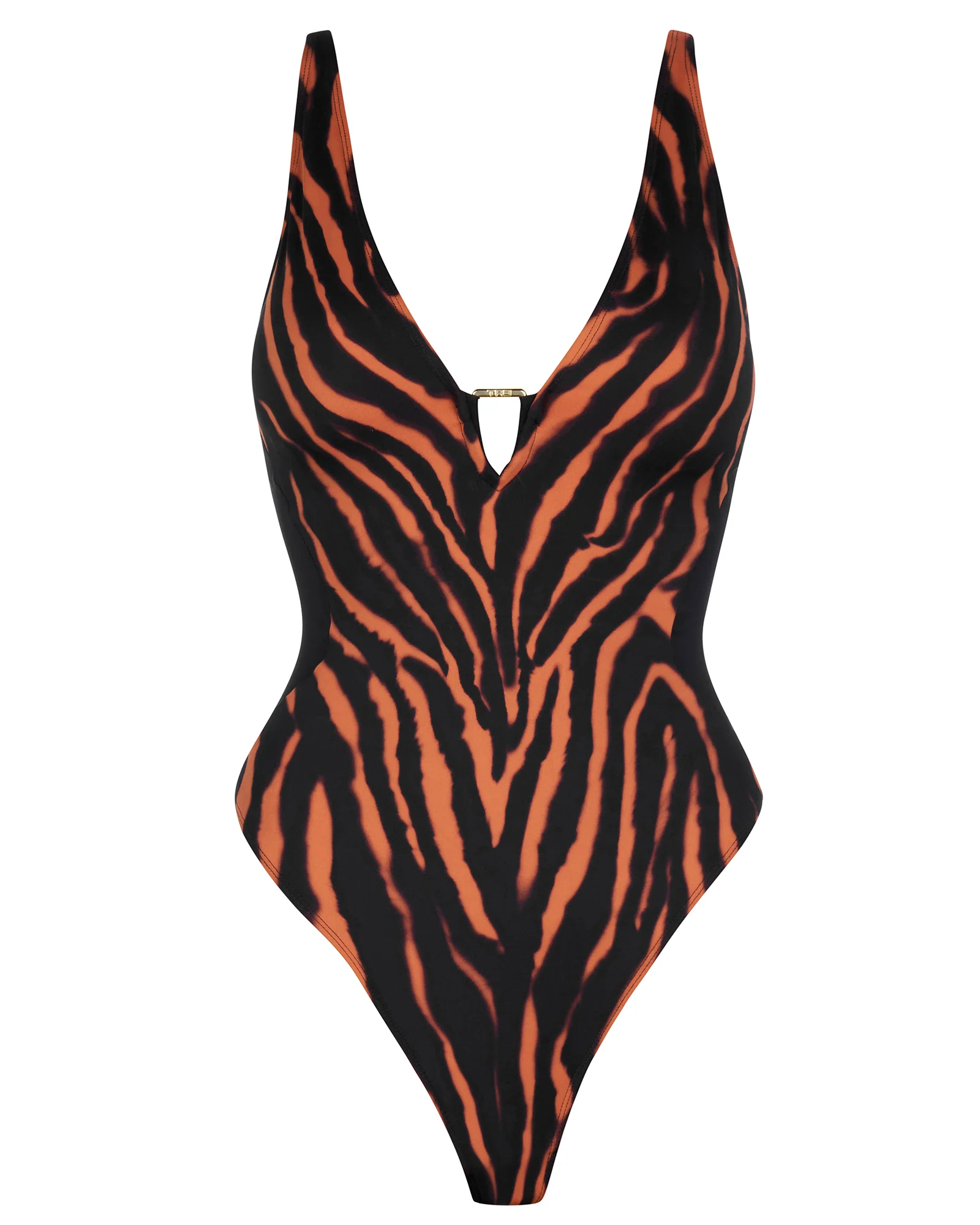 Hi Cut Plungey Triangle - Contour Baked Clay Zebra/Black - Image 5