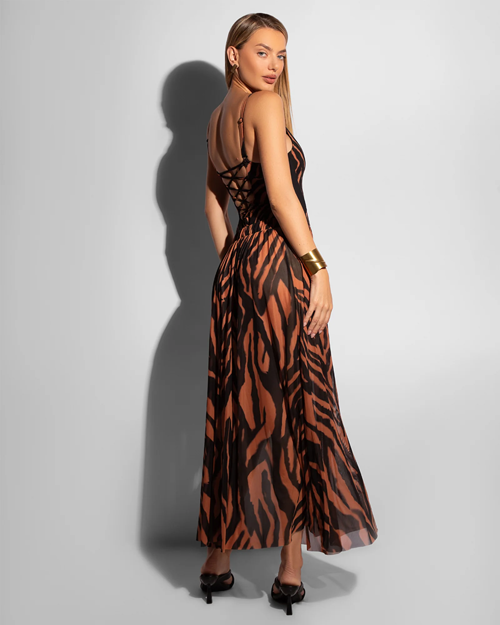 Ringy Sheer Slit Skirty - Baked Clay Zebra - Image 2