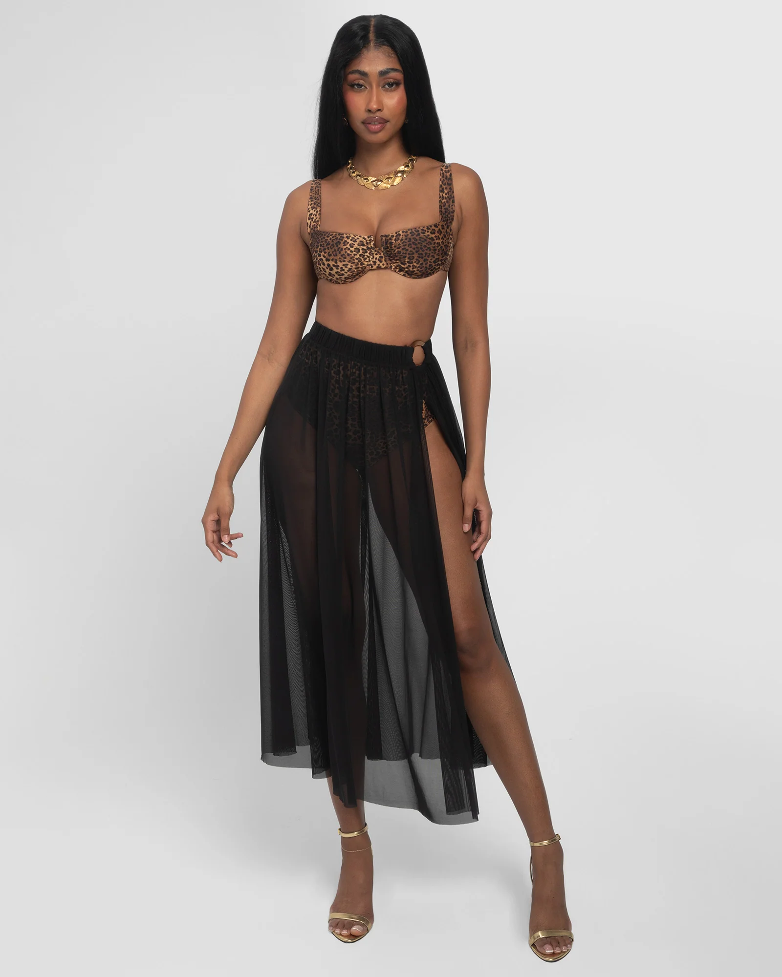 Ringy Sheer Slit Skirty - Black - Image 3