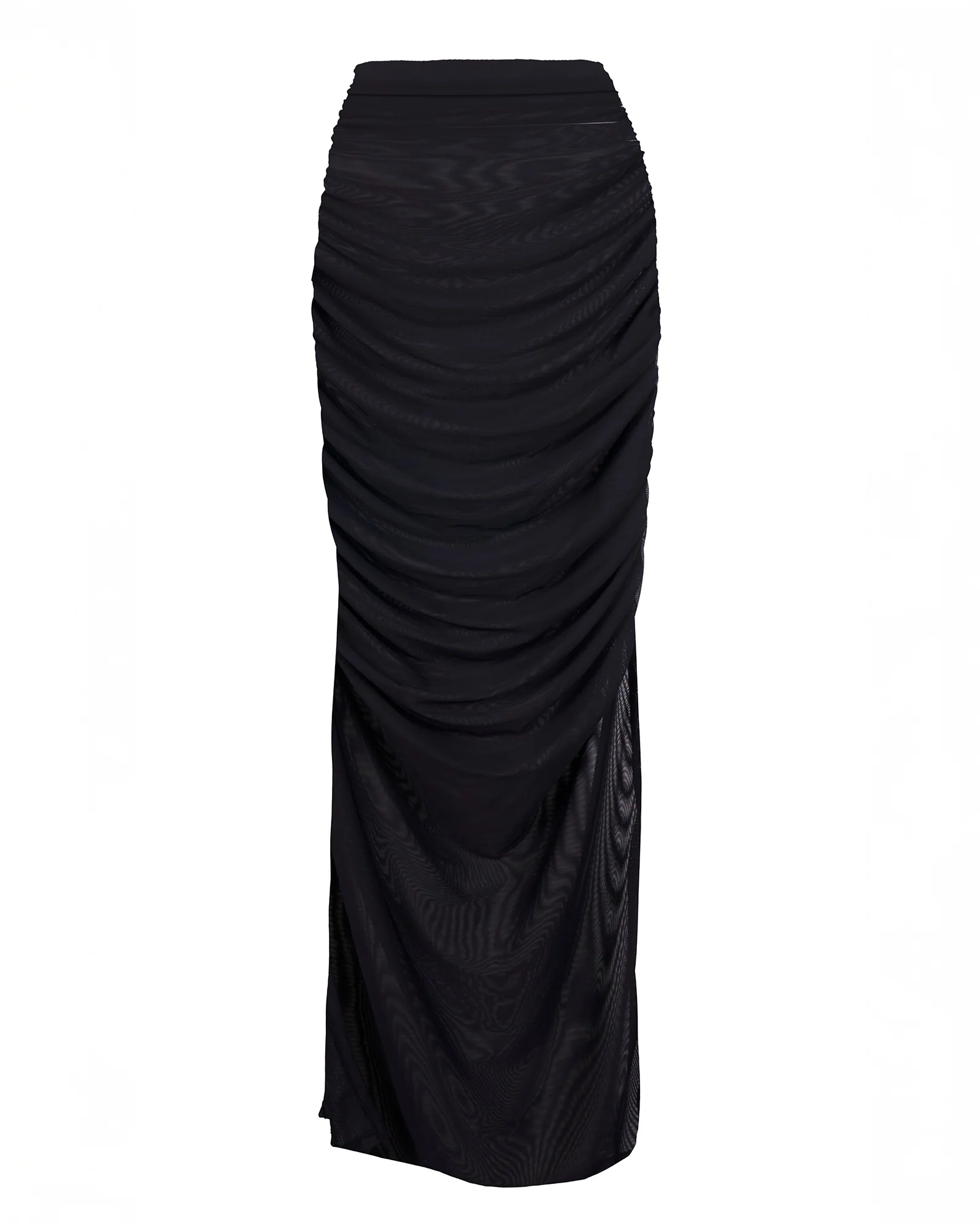 Ruched Sheer Maxi Skirty - Black - Image 4