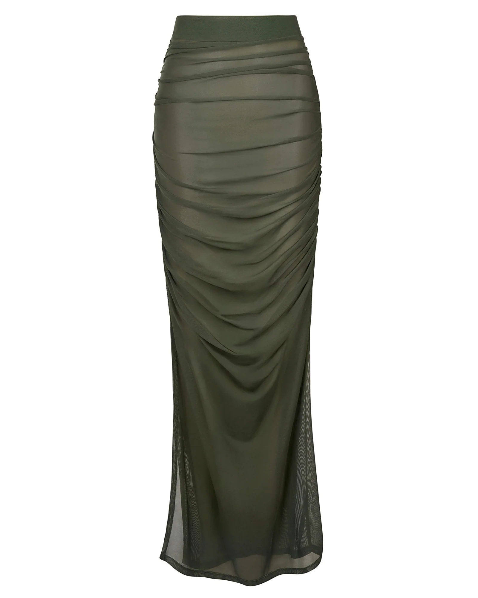 Ruched Sheer Maxi Skirty - Fern Green - Image 5