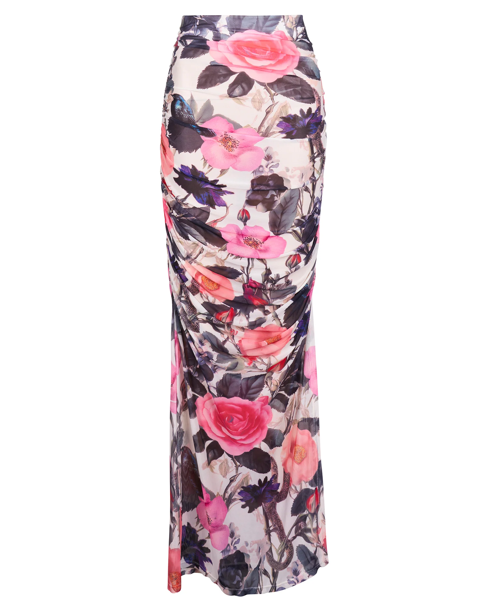 Ruched Sheer Maxi Skirty - Rose Bloom - Image 3