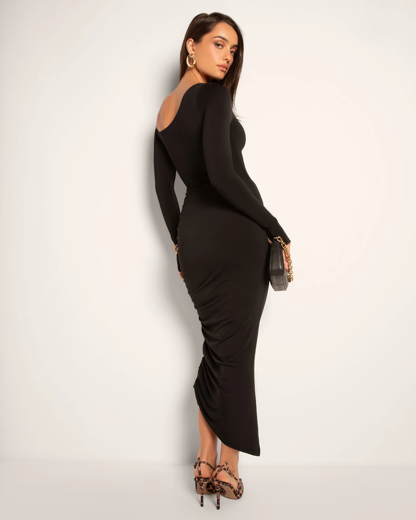 Sculpty One Shoulder Long Sleeve Top - Black - Image 5