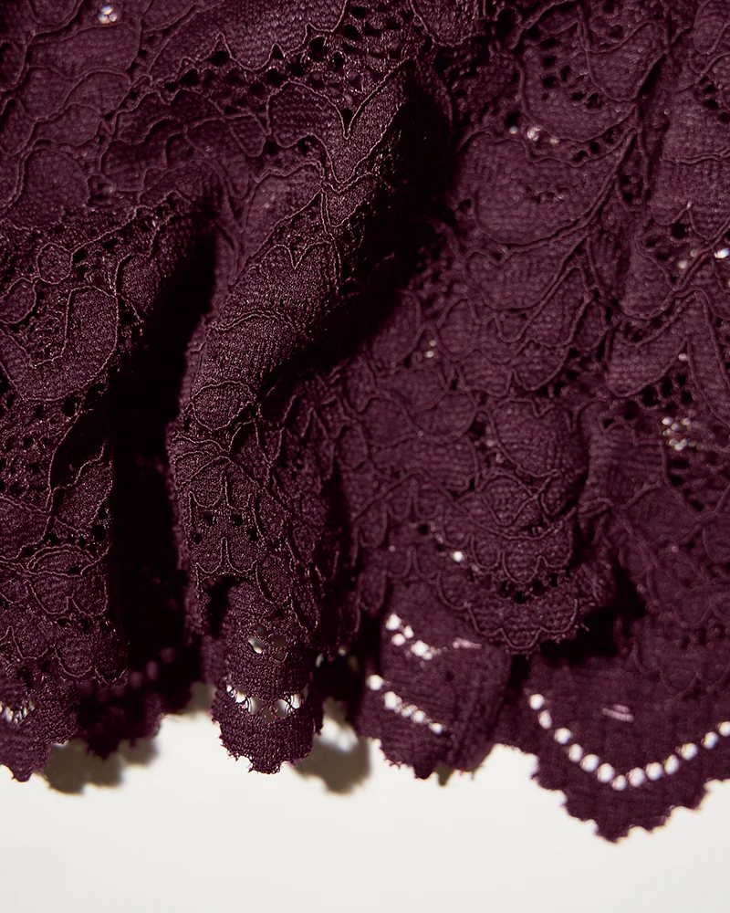 Seamed Lushy Long Sleeve Midi Dress - Lace Garnet - Image 7