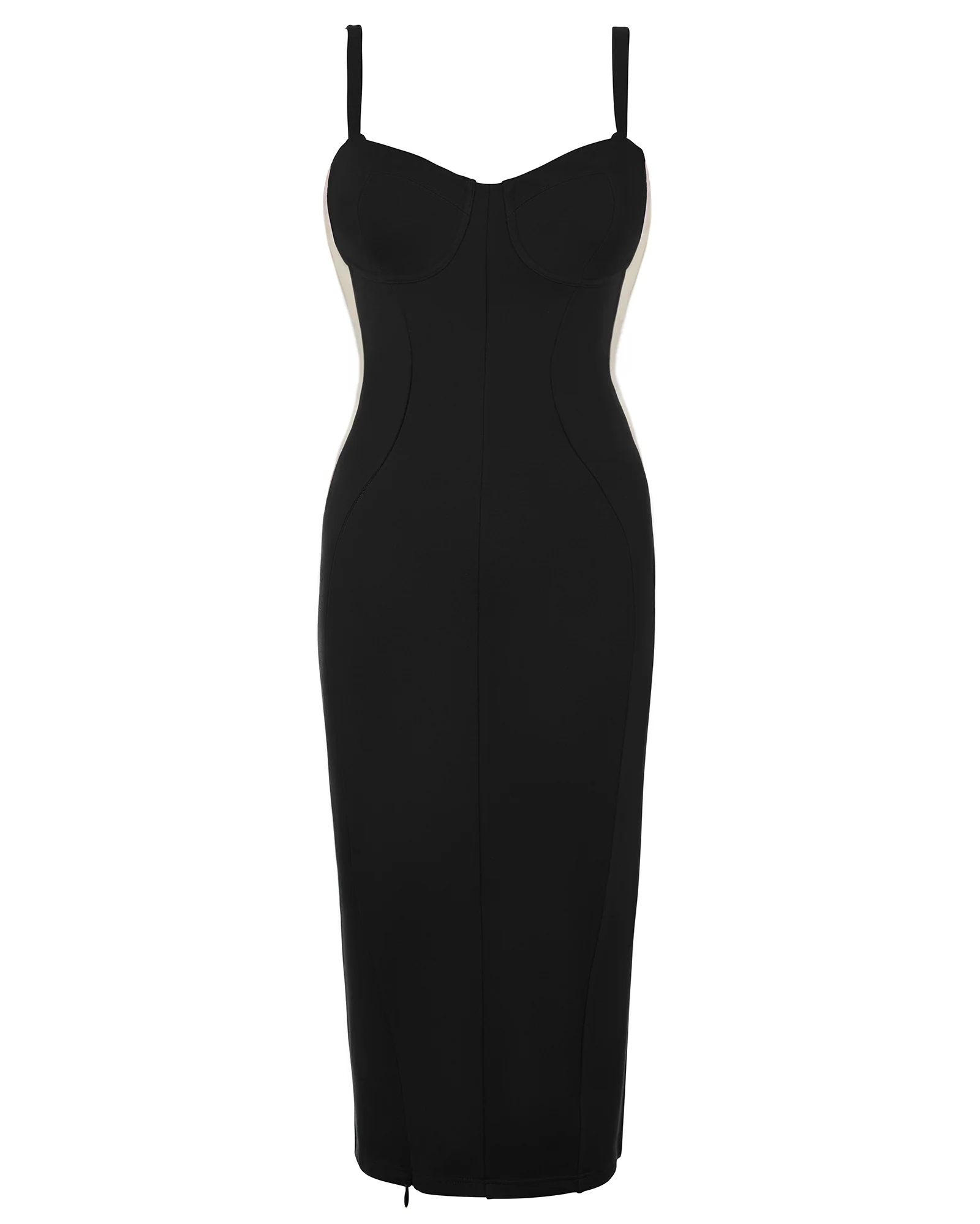 Seamed Lushy Midi Dress - Contour Black/Oat - Image 6