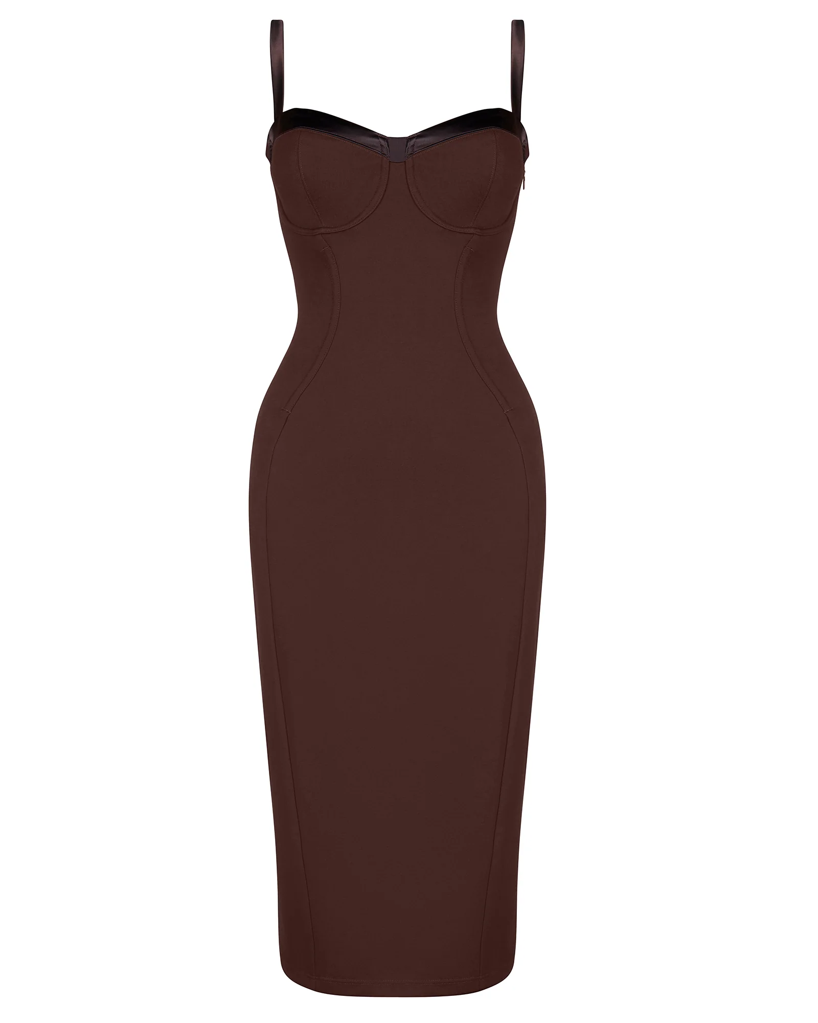 Seamed Lushy Midi Dress - Espresso Shine - Image 5