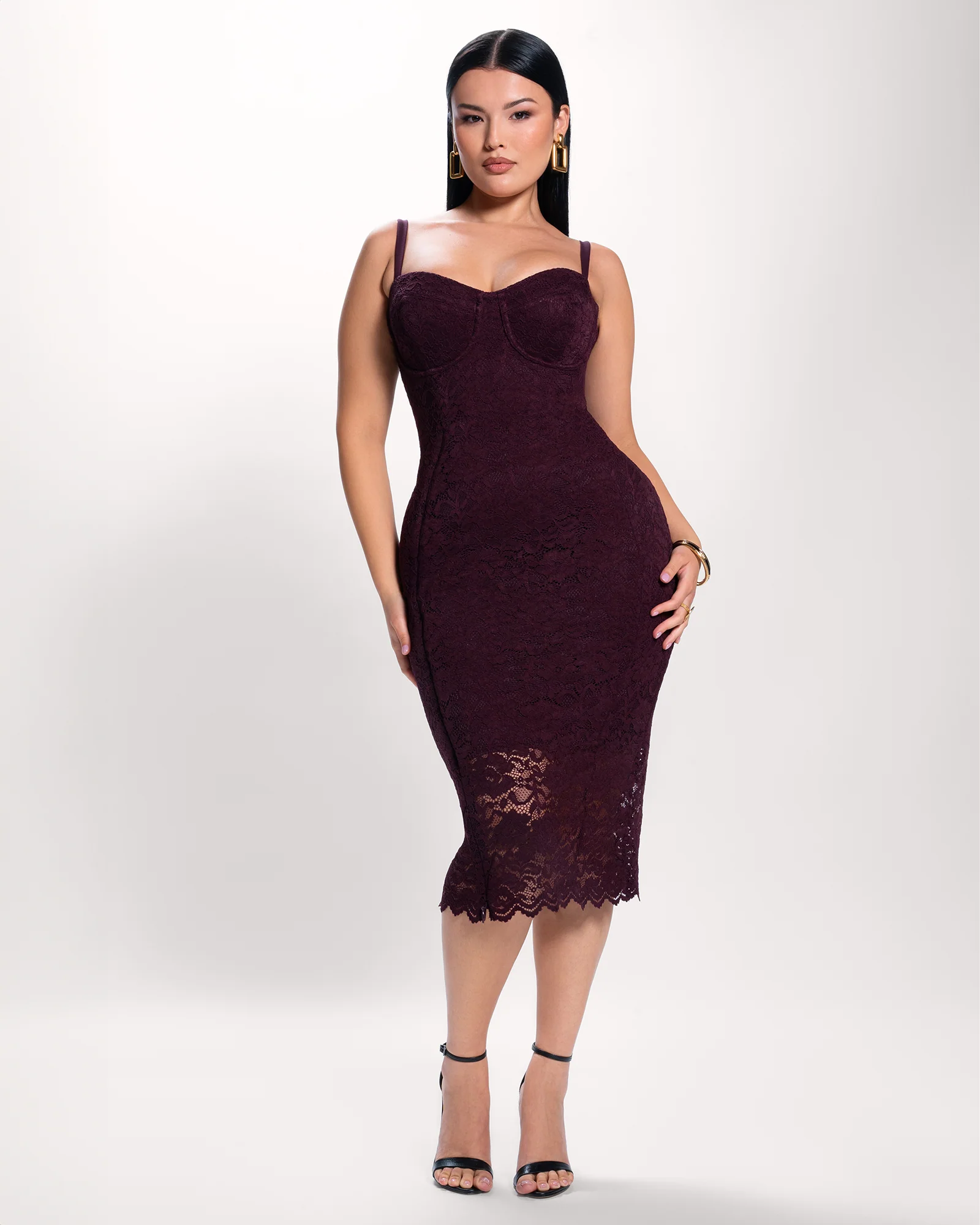 Seamed Lushy Midi Dress - Lace Garnet - Image 5