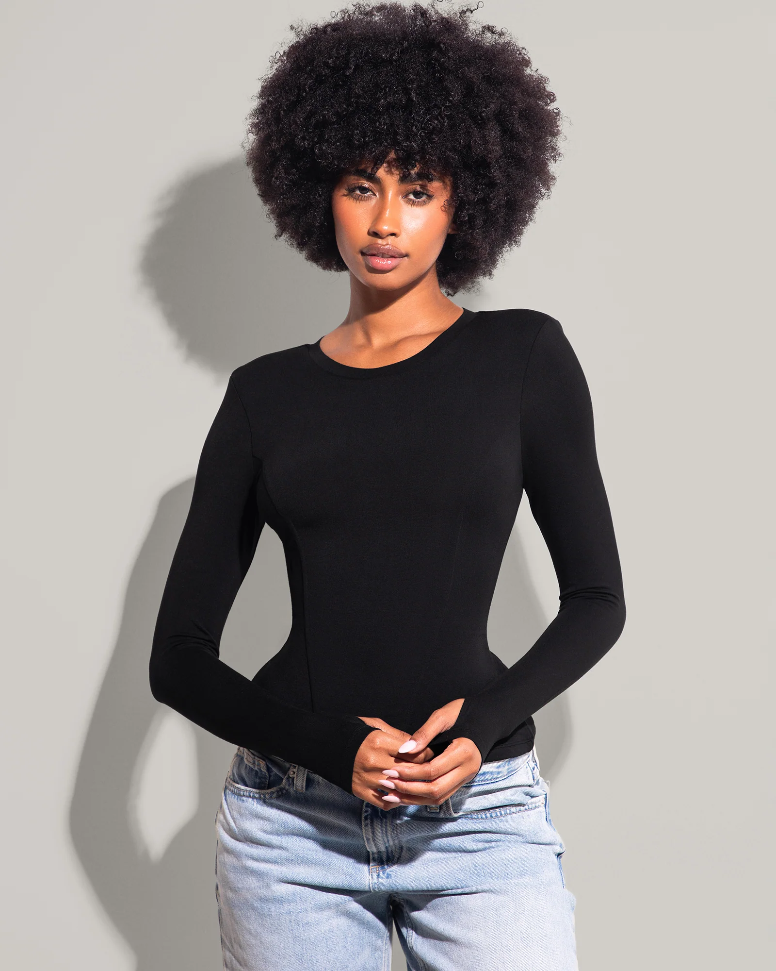 Shapey Crew Neck Top - Soft Modal Jersey Black - Image 4