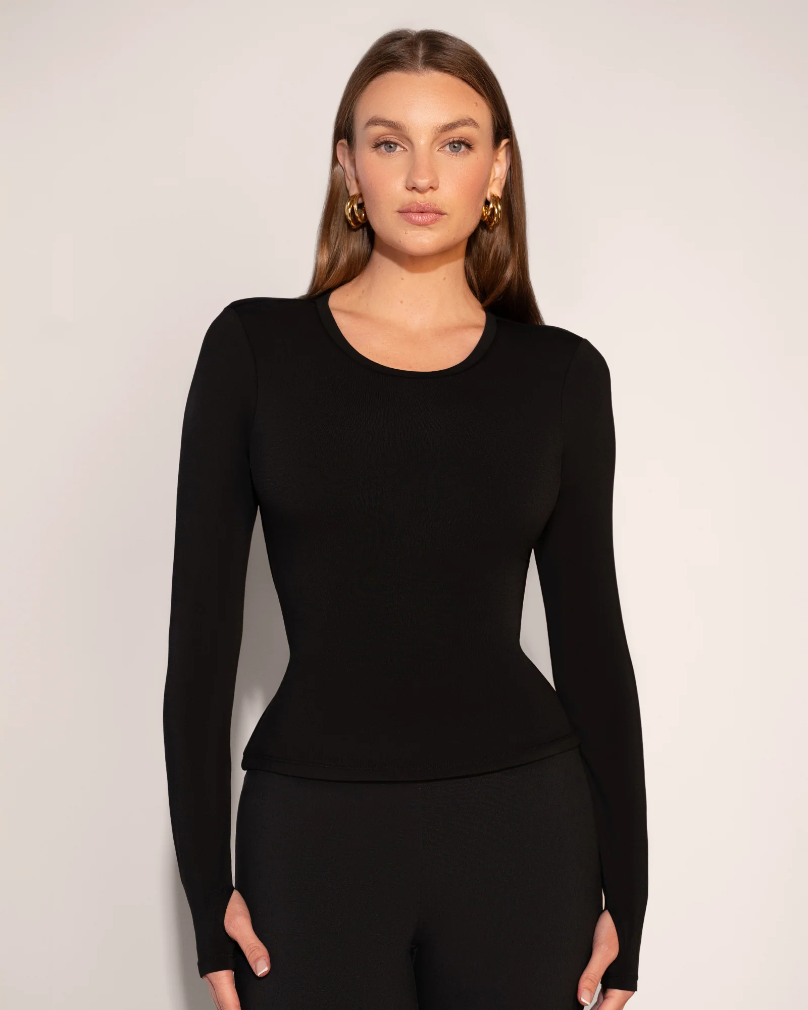 Shapey Crew Neck Top - Soft Sheen Jersey Black - Image 4