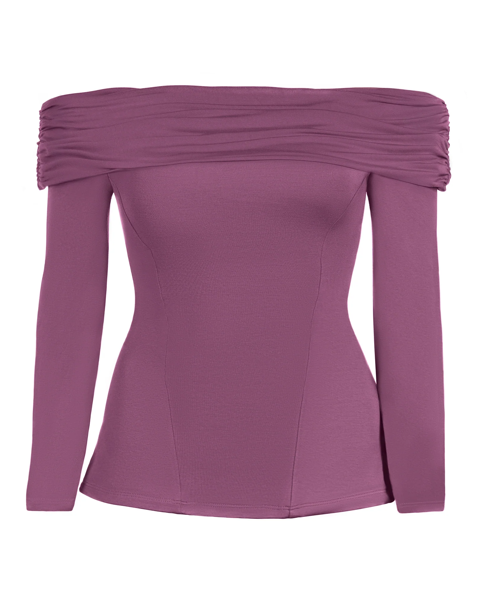 Shapey Off Shoulder Long Sleeve Top - Grape - Image 4