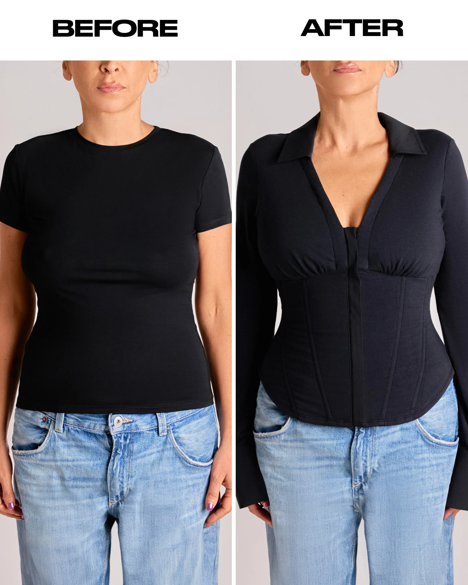 Shirty Long Sleeve Top - Black - Image 2