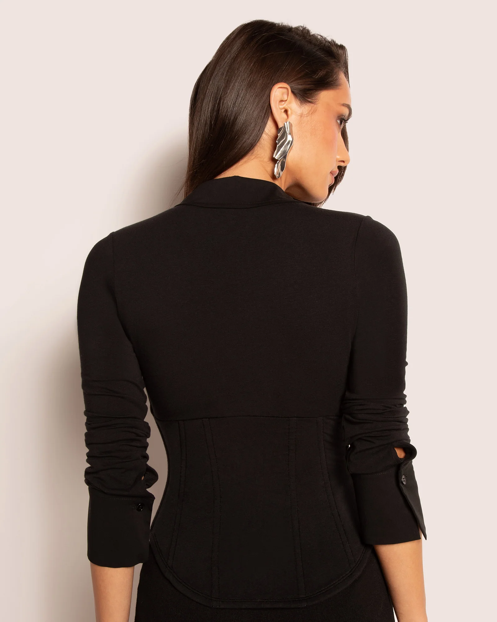 Shirty Long Sleeve Top - Black - Image 3