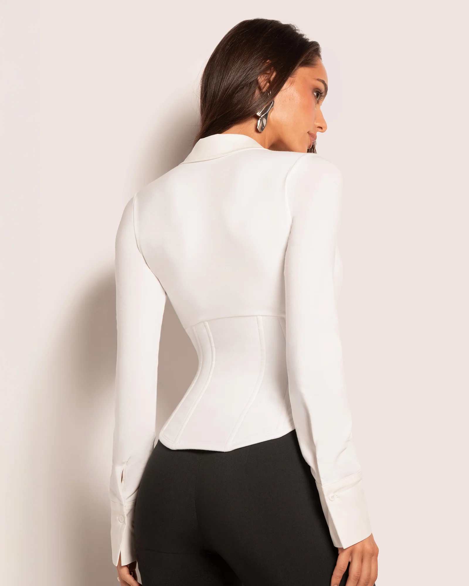 Shirty Long Sleeve Top - White - Image 2