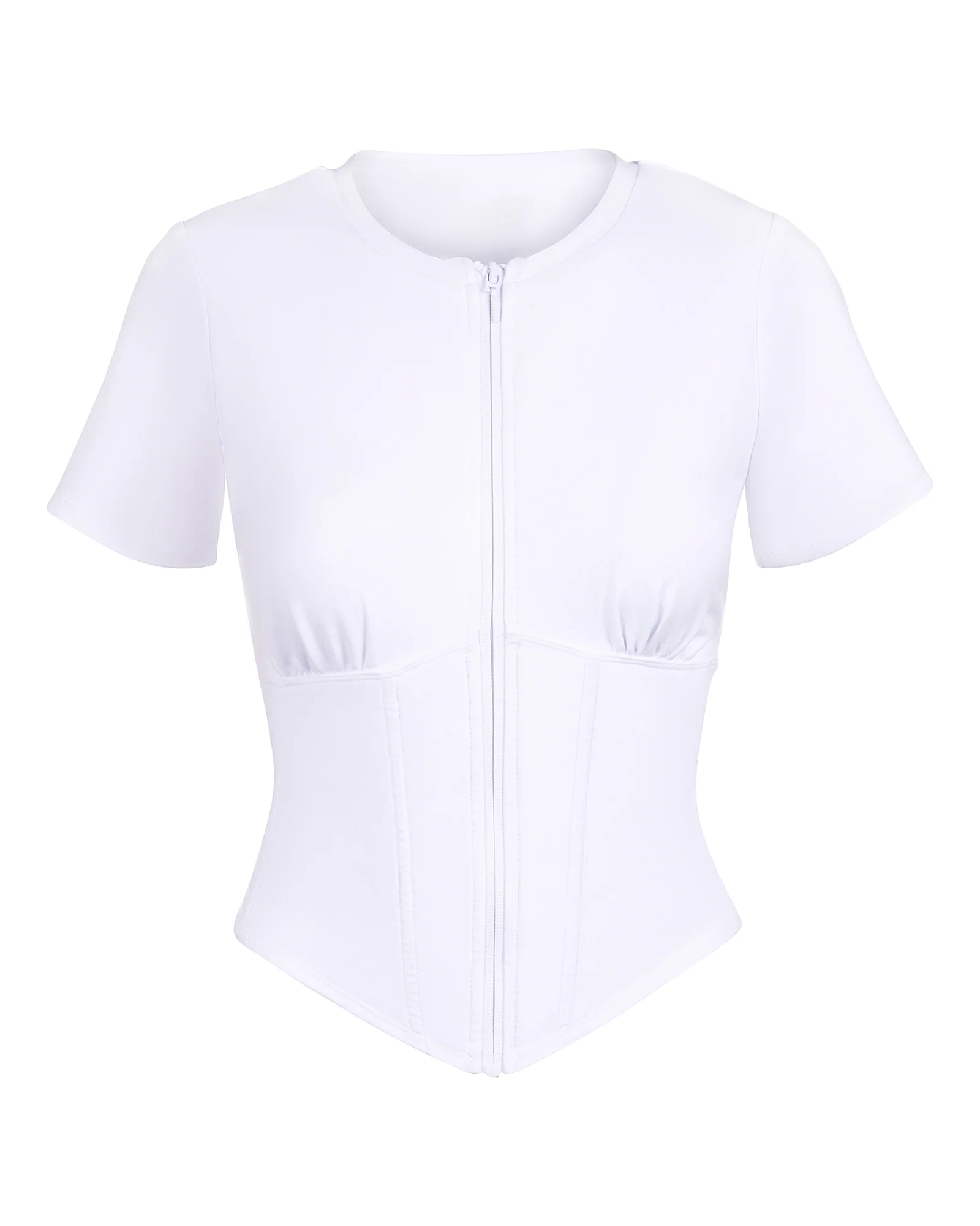 Short Sleeve Corsety Top - White - Image 8