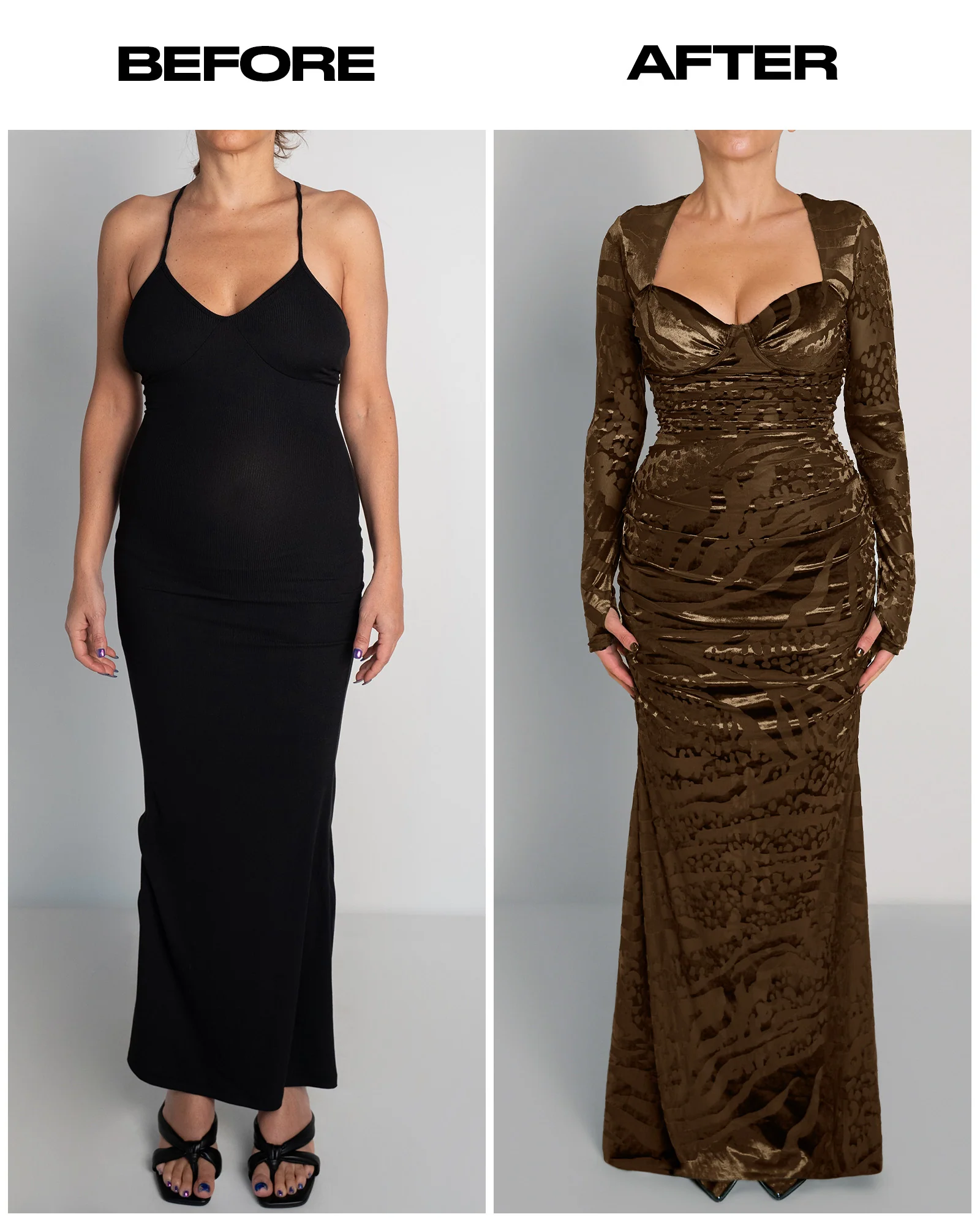 Sweetie Long Sleeve Gown - Velvet Mesh Espresso - Image 5