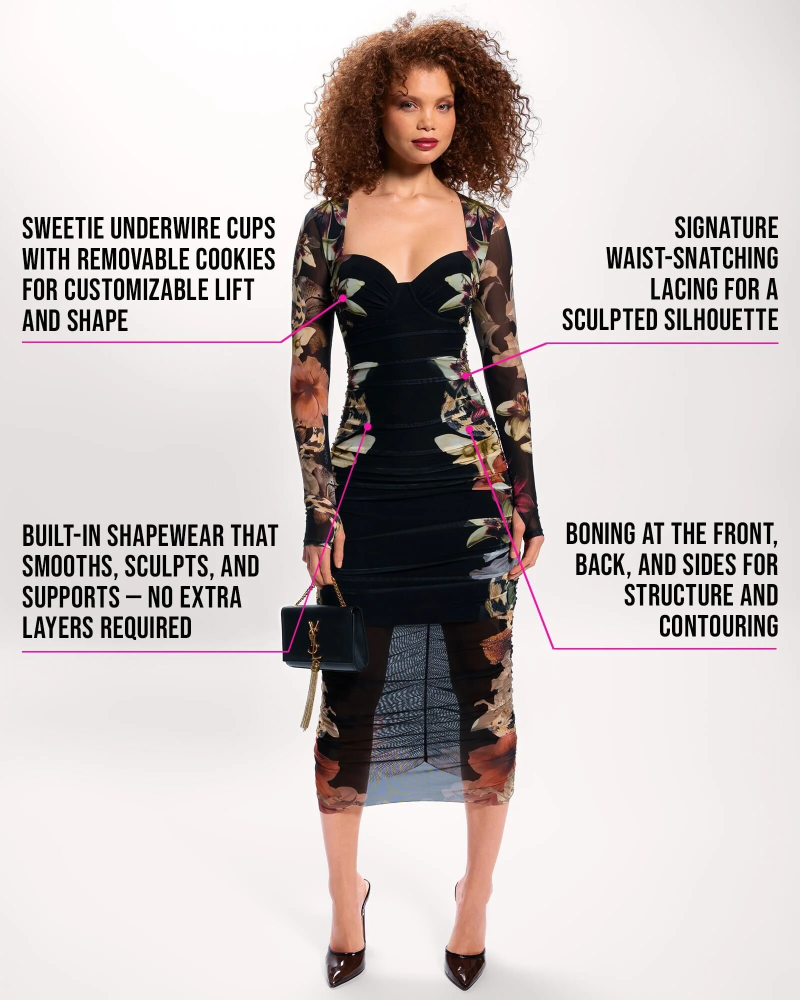 Sweetie Long Sleeve Midi Dress - Moody Floral - Image 3