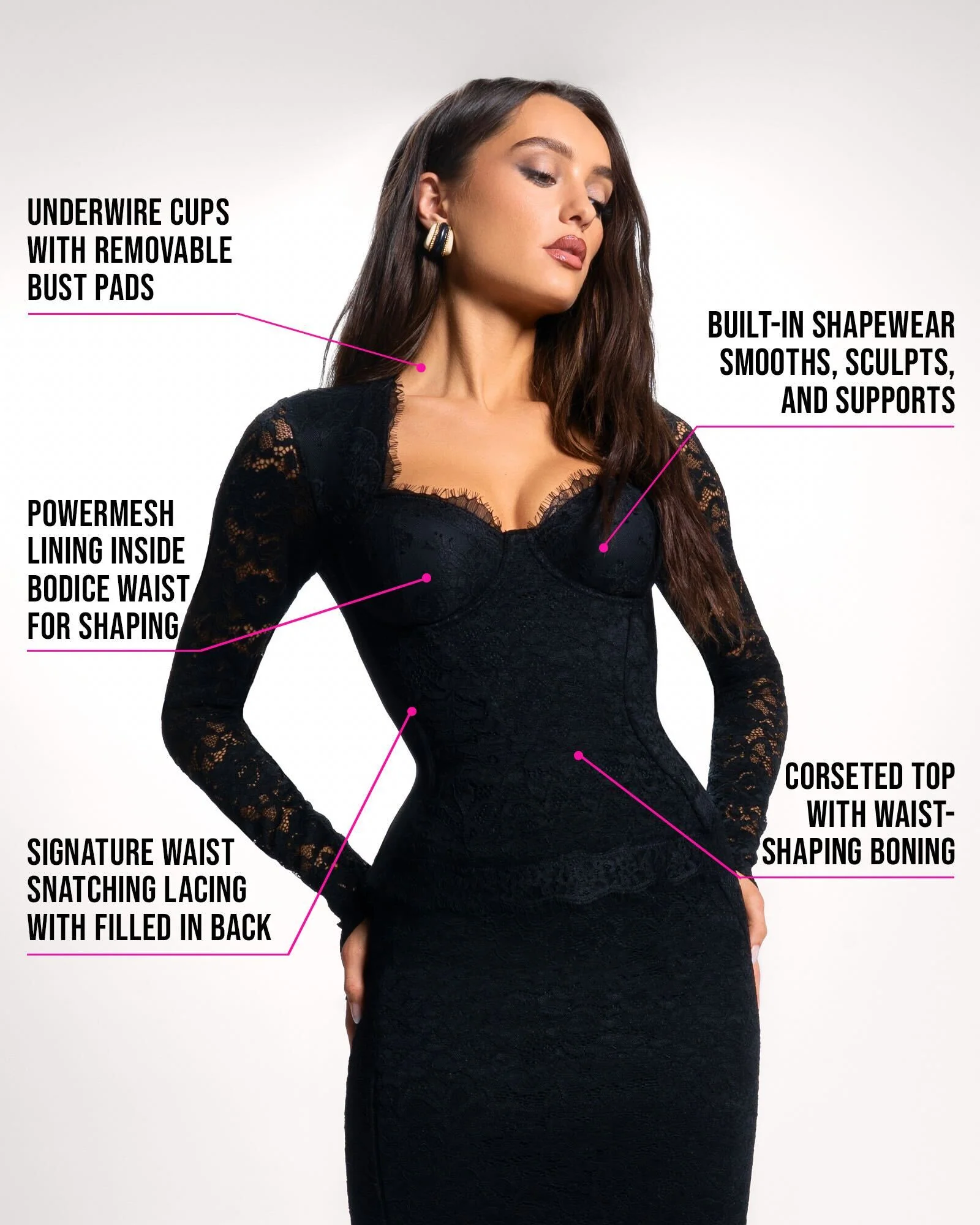 Sweetie Long Sleeve Top - Lace Black - Image 5
