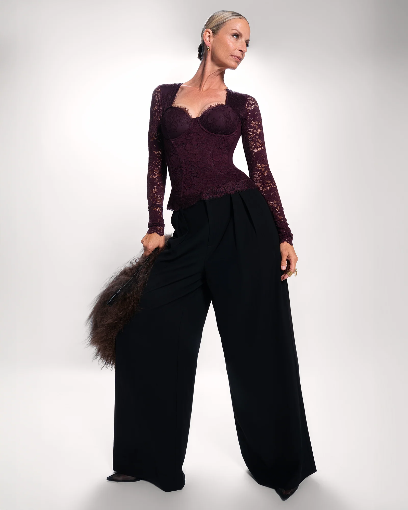 Sweetie Long Sleeve Top - Lace Garnet - Image 4