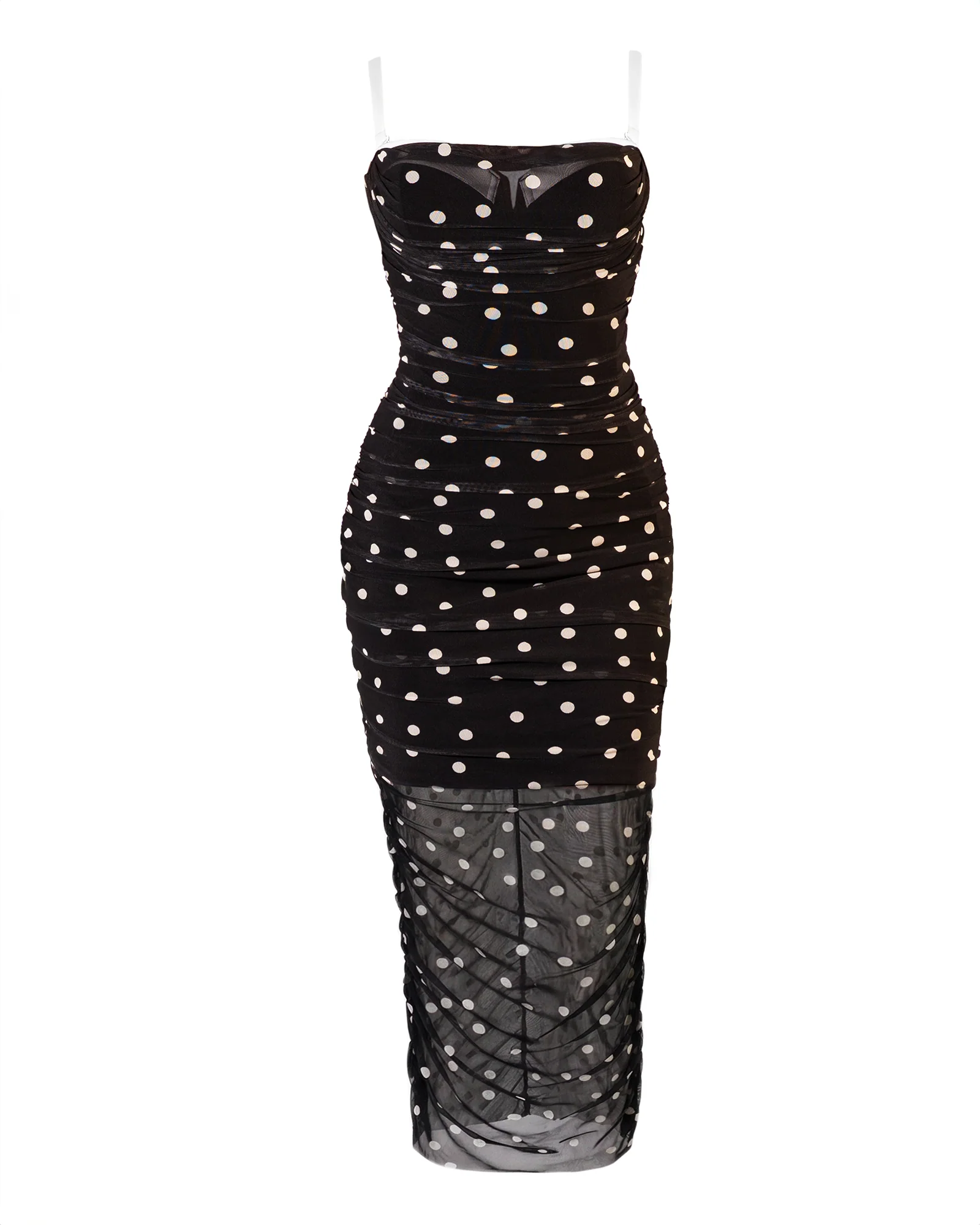 Sweetie Mesh Column Dress - Dot Black/White - Image 9