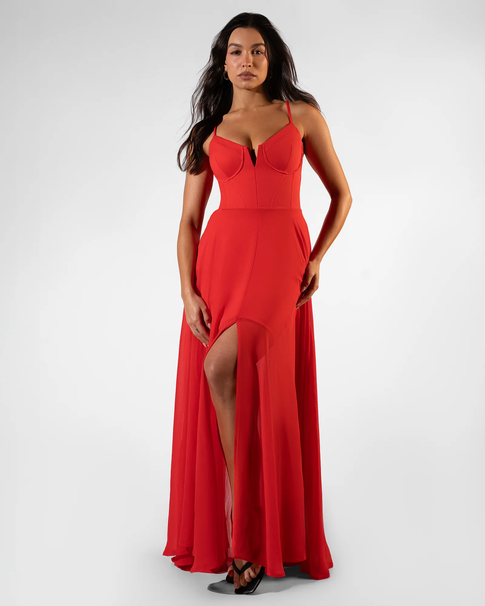 Vixen Corset Maxi Dress - Red