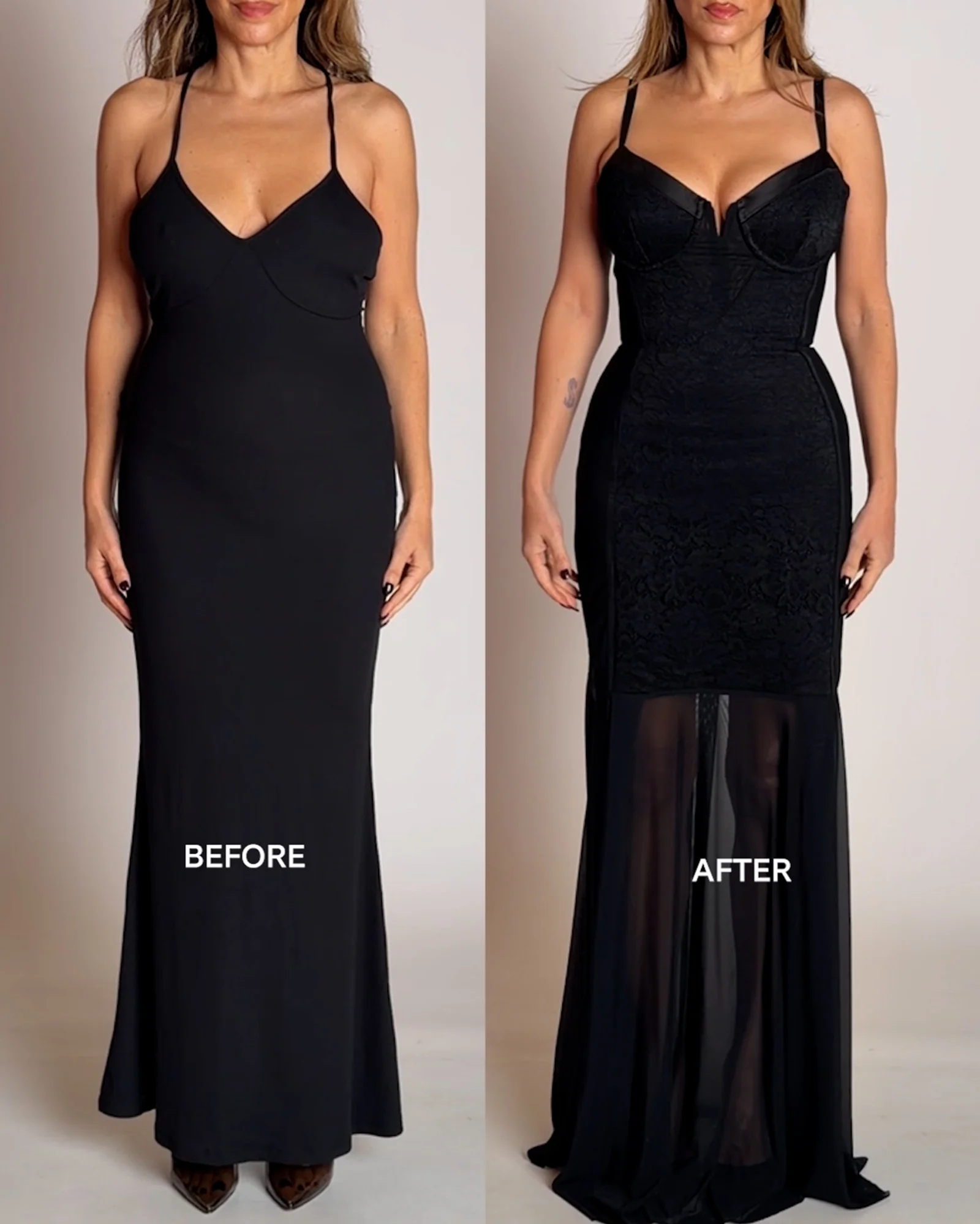 Vixen Seamed Flare Maxi Dress - Lace Black - Image 7